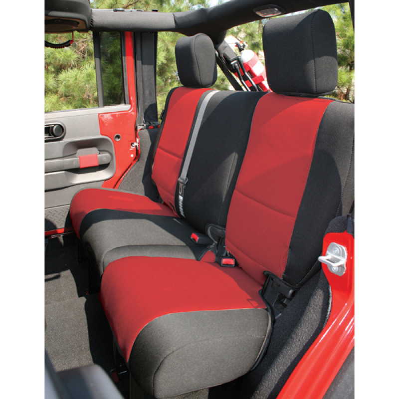 SEAT COVER REAR 4-DOOR JK 07-10 BLACK / RED